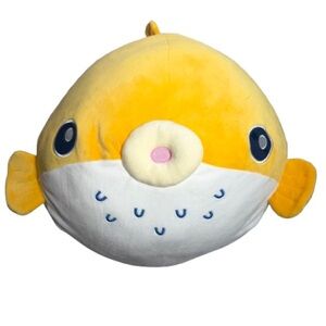 NWT Takashoji Jumbo Yellow & White Puffer Fish Plush Toy Stuffed Animal